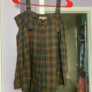 Off the shoulder button up flannel